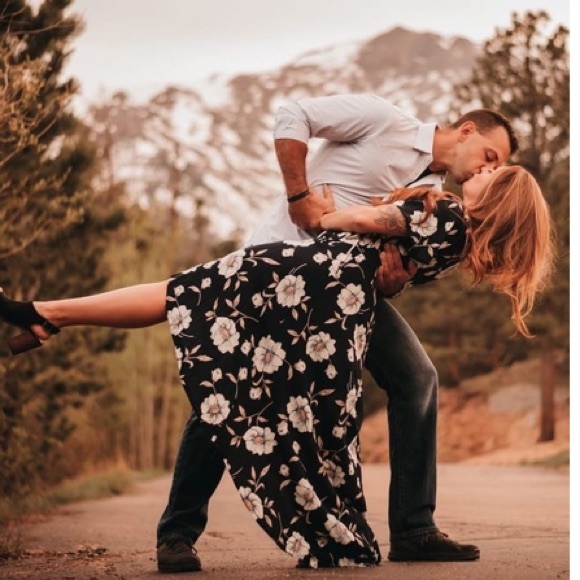 Lake Como Navy Blue Floral High-Low Wrap Dress - Picture 4 of 9